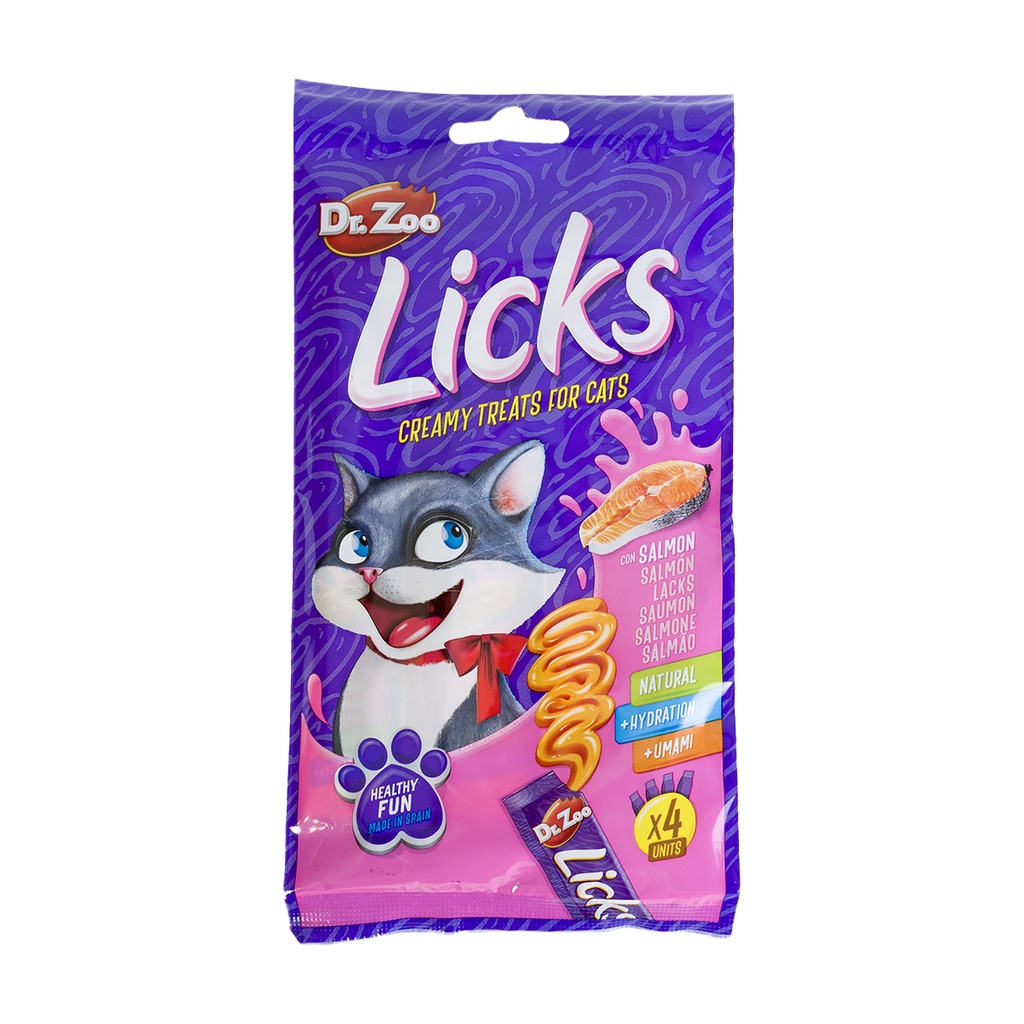 Dr. Zoo Licks salmón 12 sobres 4 uds. x 15g